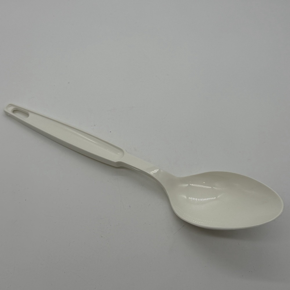 Ekco Solid Serving Spoon White Cream Nylon Plastic 11" Vintage Made In USA‎